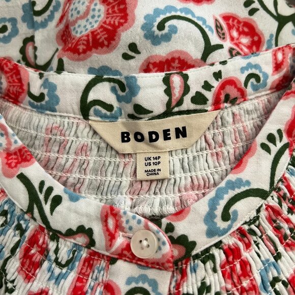 NWOT Boden Ada Double Cloth Cotton Floral Shirt Dress Size 10P Knee Length - Picture 7 of 9